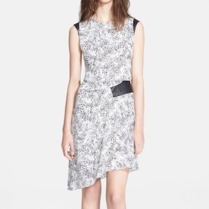 Haute Hippie Ditsy Leopard Leather Trimmed Dress